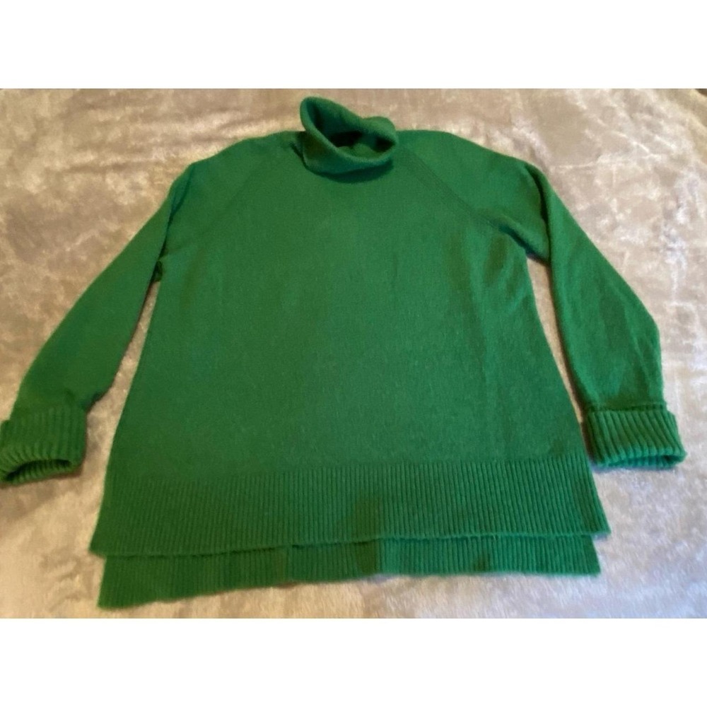 J Crew Sweater Medium Alpaca Merino Wool Oversized Green Lagen Turtleneck sku52